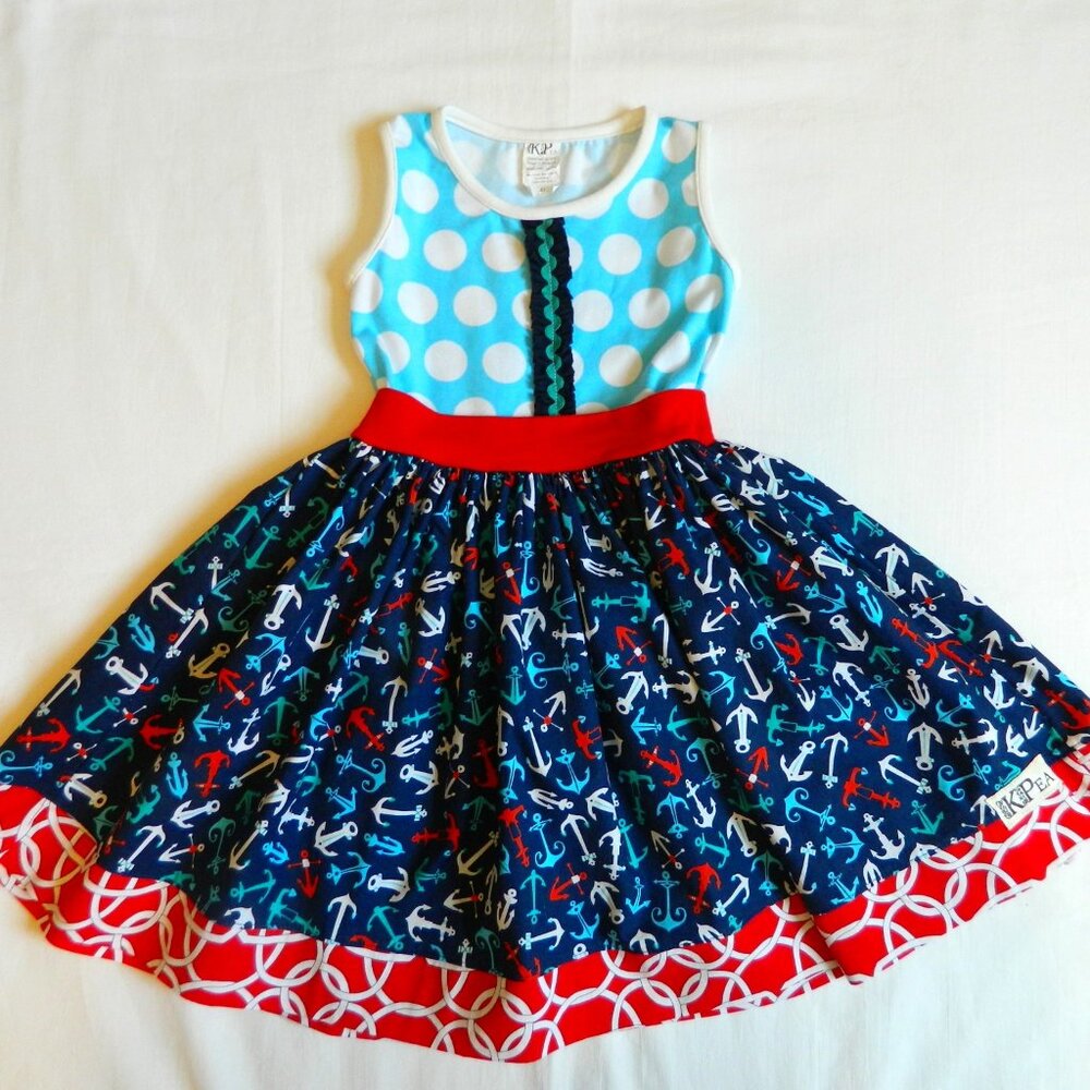 Girls size 4T Dress K Pea  Red White Blue Patriotic